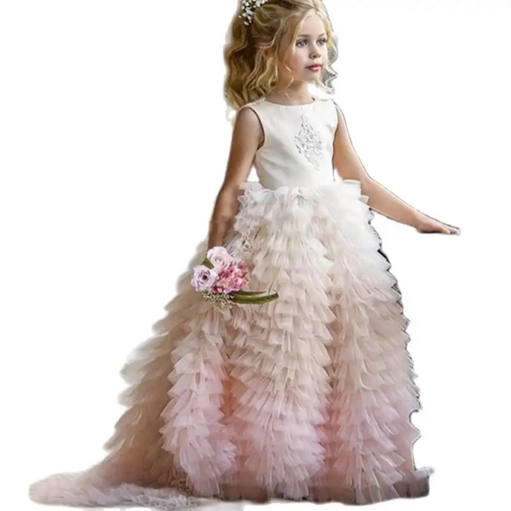 Tiered Tulle Princess Girl Dresses Custom Made Flower Girl Dress